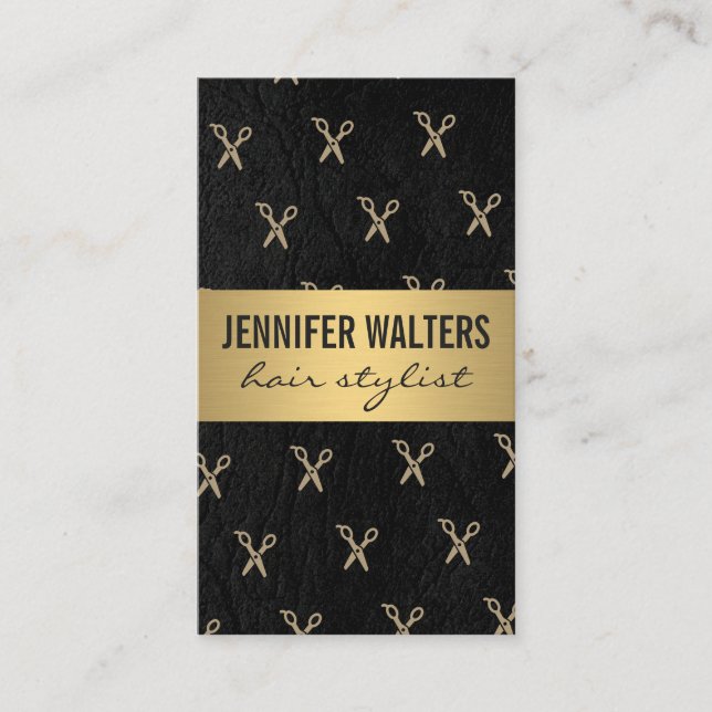 Luxury Guld Metallic Salon Shears Visitkort (Framsida)