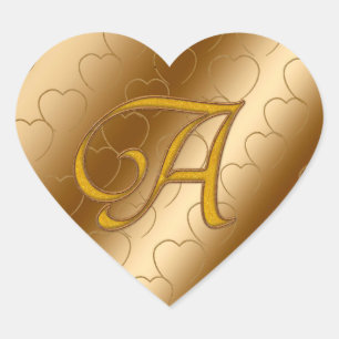 Luxury Guld Monogram A Hjärtformat Klistermärke