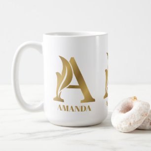 Luxury guld monogram brev A tullnamn Kaffemugg