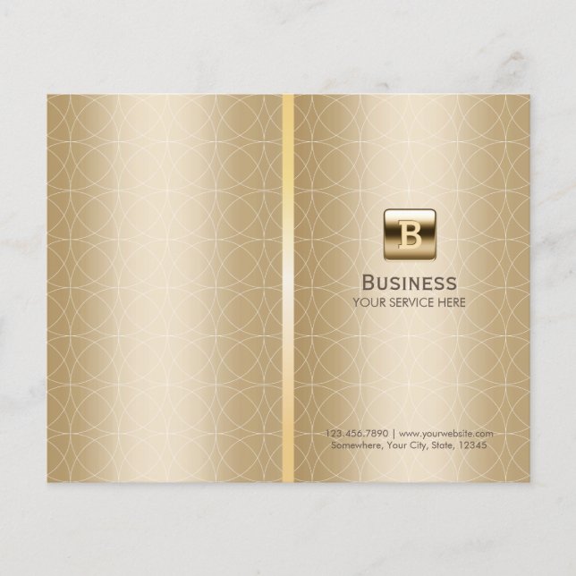 Luxury Guld Monogram Elegant Bi-Fold Brochure (Framsida)
