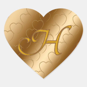 Luxury Guld Monogram H Hjärtformat Klistermärke