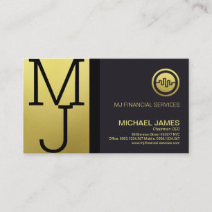 Luxury Guld Monogram Modern Corporate Founder CEO Visitkort