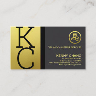 Luxury Guld Monogram Modern Professionell Chauffeu Visitkort