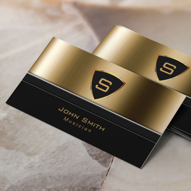Luxury Guld Monogram Musician Visitkort (Skapare uppladdad)