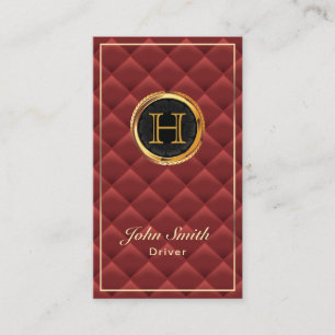 Luxury Guld Monogram Red Quilted Modern Driver Visitkort