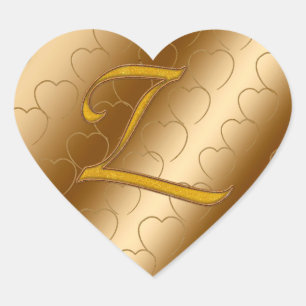 Luxury Guld Monogram Z Hjärtformat Klistermärke