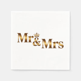 Luxury Guld Mr & Mrs Bröllop Sign | Elegantens Möh Pappersservett