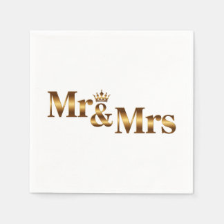 Luxury Guld Mr & Mrs Bröllop Sign | Elegantens Möh Pappersservett