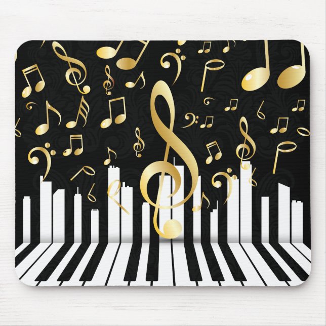 Luxury Guld Music Note Piano nycklar Musmatta (Framsidan)