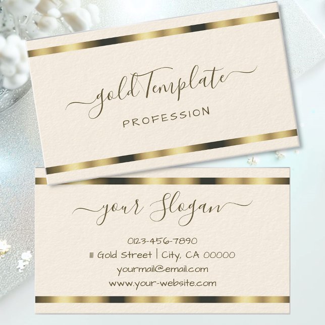 Luxury Guld Namnteckning Chicen Handlettering Font Visitkort (Skapare uppladdad)