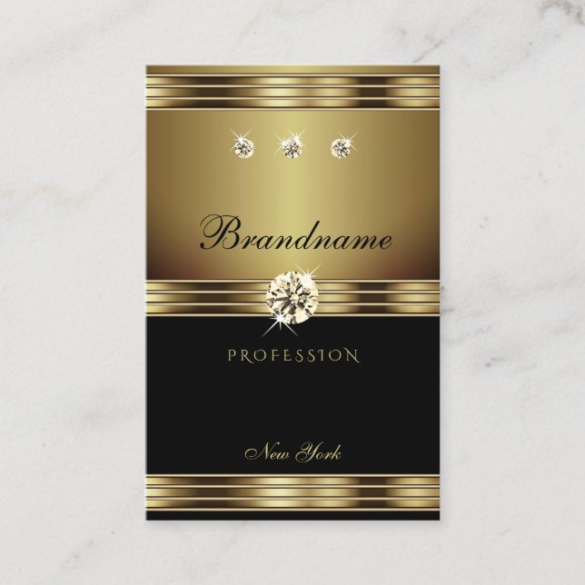 Luxury Guld och Black med luminösa diamanter Visitkort (Framsida)