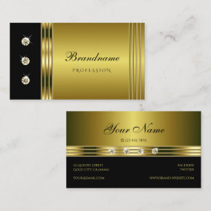 Luxury Guld och Black med Luminous Rhinestones Visitkort