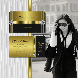 Luxury Guld och Black med mousserande diamanter Visitkort