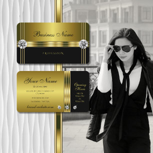 Luxury Guld och Black med mousserande diamanter Visitkort
