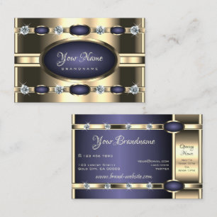 Luxury Guld och Blue Färg med Faux Diamonds Visitkort