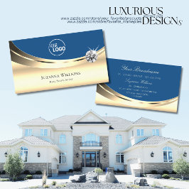 Luxury Guld och Blue med Logotyp Gnistra Diamond Visitkort
