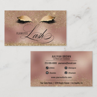 Luxury Guld och Copper Eyelash Tech Beauty Salon Visitkort