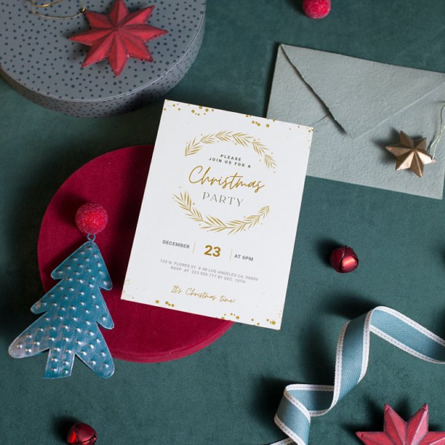Luxury Guld och White Minimal jul Party Inbjudningar (Skapare uppladdad)