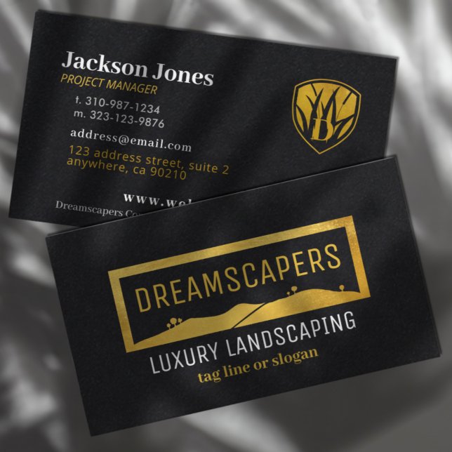 Luxury Guld om Affärskorten Black Landscaping Visitkort (Skapare uppladdad)