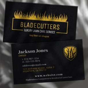 Luxury Guld på Black Gräsmatta Care Affärskorts Visitkort