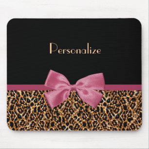 Luxury Guld Päls Leopard skriver ut Mauve Bow med Musmatta