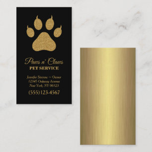 Luxury Guld Paw Print Pet Service Visitkort