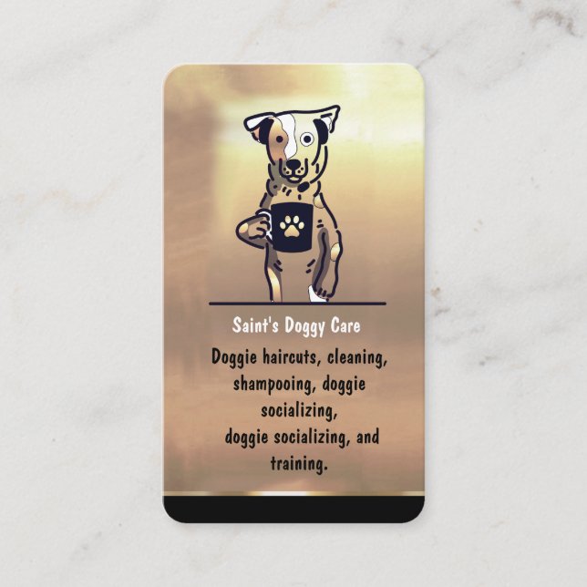Luxury Guld Pet Sitter Dog Walker Groomer Visitkort (Framsida)