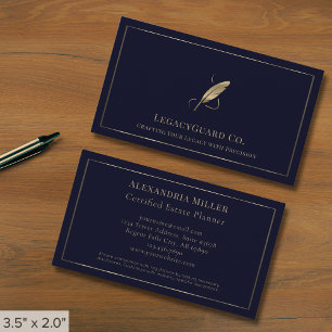 Luxury Guld Quill Logotyp Visitkort