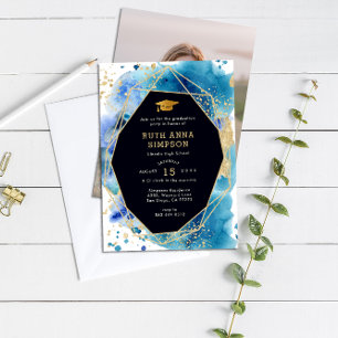 Luxury Guld Ram Personlig Photo Studenten Inbjudningar