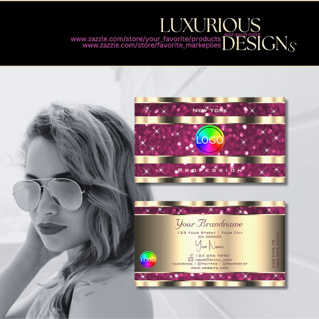 Luxury Guld Rosa Gnistra Glitter Stars lägger till Visitkort (Skapare uppladdad)