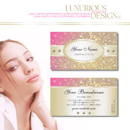 Luxury Guld Rosa Lila Glitter Diamonds Loely Visitkort