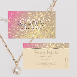 Luxury Guld Rosa Lila Glitter Stars och Initialer Visitkort