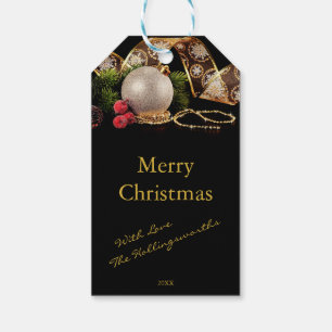 Luxury Guld Silver Black God jul Presentetikett