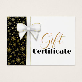 Luxury Guld Snöflingor jul White Bow Black Visitkort