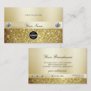Luxury Guld Sparkling Glitter med Logotyp Modern Visitkort