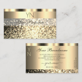 Luxury Guld Sparkling Glitter med Monogram Golden Visitkort