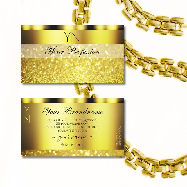 Luxury Guld Sparkling Glitter Monogram Glamous Visitkort (Skapare uppladdad)