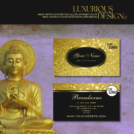 Luxury Guld Sparkling Glitter på Black add Logotyp Visitkort