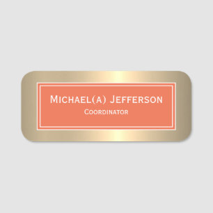 Luxury Guld Tangerine Tango Orange: Elegant Modern Namnbricka