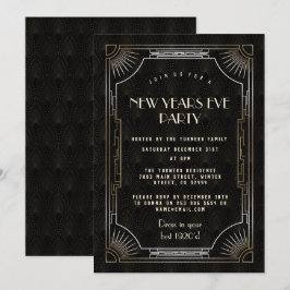 Luxury Guld Underbar Gatsby 20:e Nyårsafton Party Inbjudningar