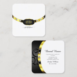 Luxury Guld White och Black Monogram med diamanter Fyrkantigt Visitkort
