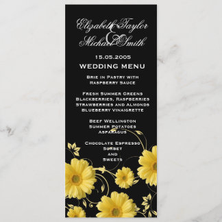 Luxury Gult Gerbera Swirls Bröllop Menu Meny