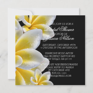 Luxury Gult Romantic Plumeria Shower Inbjudan