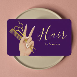 Luxury Hair Salon Hairstylist Hairdresser Purple Visitkort