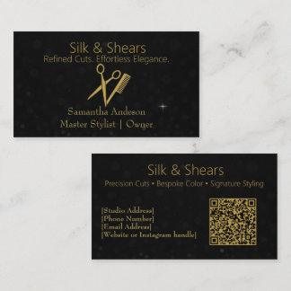 Luxury Hair Studio Affärskort med Glitter Visitkort