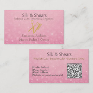 Luxury Hair Studio-Affärskort med Rosa Glitter Visitkort