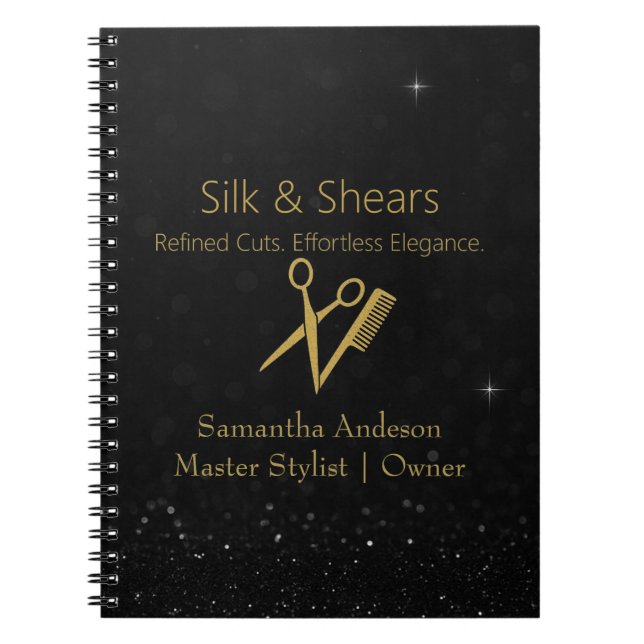 Luxury Hair Studio med Glitter - Anteckningsbok (Framsidan)
