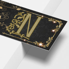 Luxury Hair Stylist Black Guld Monogram Visitkort