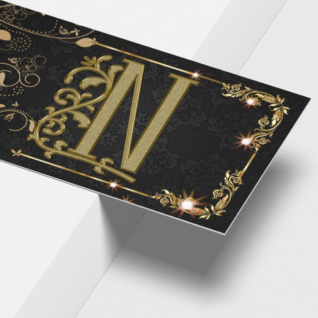 Luxury Hair Stylist Black Guld Monogram Visitkort (Skapare uppladdad)