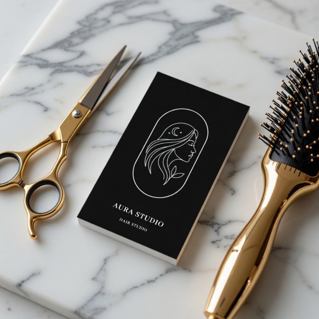 Luxury Hair Stylist | Line Art Hair Salon QR Code Visitkort (Skapare uppladdad)